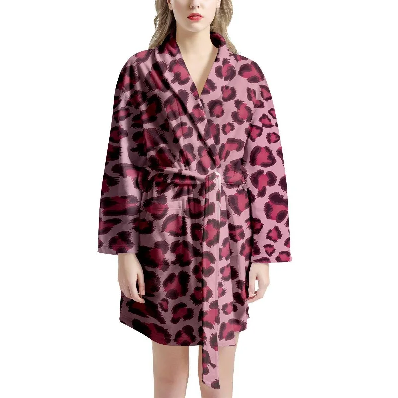 Pink Leopard Print Women's Robe